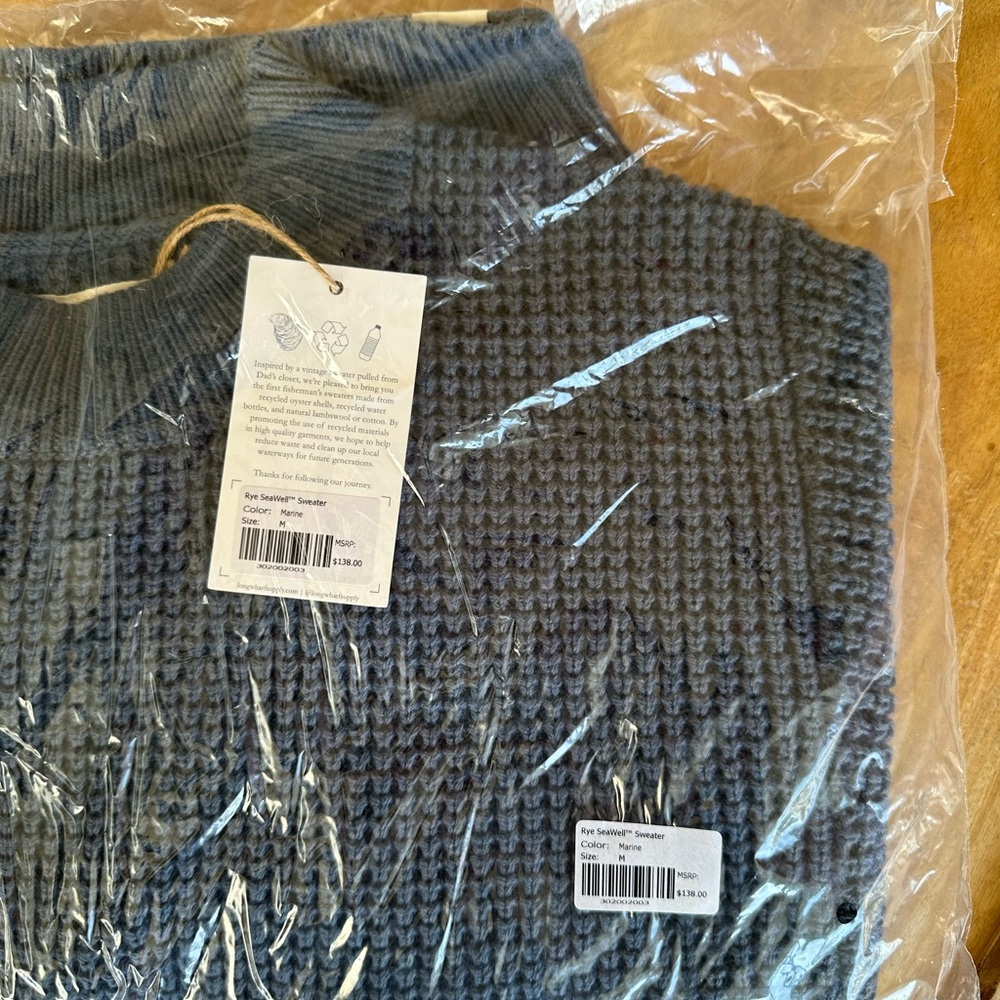 NWT Long Wharf Rye SeaWell women’s M sweater in marine blue